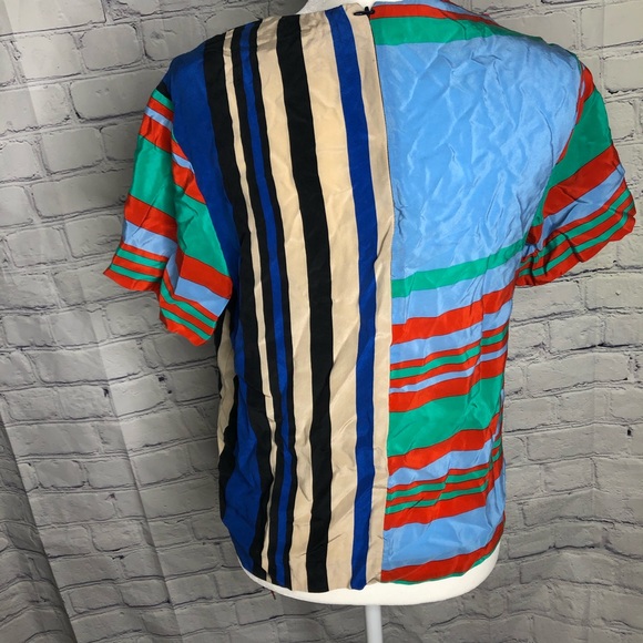 Diane Von Furstenberg Silk Short Sleeve Blouse Med - Picture 3 of 8